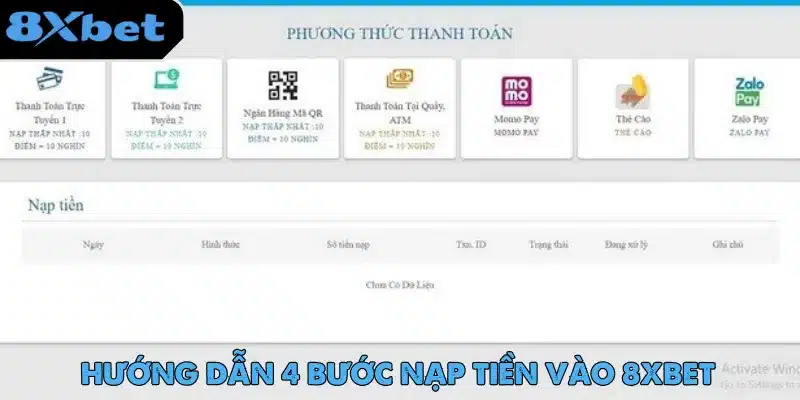 Nạp tiền 8xbet được tối ưu hóa với quy trình tự động tiết kiệm thời gian